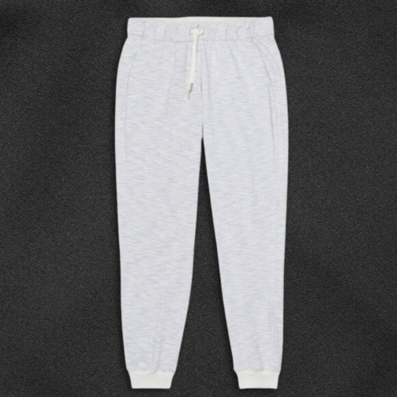 lululemon athletica Pants - Lululemon Jogger Pants Lightweight Drawstring Waistband Ribbed Cuff Gray White 6